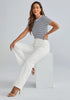 Off White Women's Straight Leg Pull On Denim Pant High Waisted Stretch