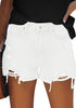 Brilliant White Women's High Waisted Frayed Raw Hem Denim Hot Short Summer Jean Shorts