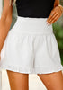 Brilliant White Women's Summer Lightweight Elastic High Waisted Beach Wear Wide Leg Shorts
