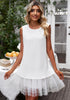 Brilliant White LookbookStore Cocktail Dresses for Women Wedding Guest Tulle Dress Sleeveless Summer Shift Dresses Special Occasions