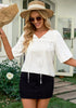 Brilliant White Women's Casual Puff Sleeve Tie Neck Blouses Business Shirts