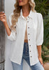 Brilliant White 2023 Denim Shirt Women Button Down Chambray Oversized Puff Sleeve Blouses Distressed Western Jean Tops