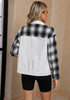 Off White + Black Plaid Women's Denim Oversized Plaid Shacket Jacket Vintage Shirt Jackets