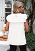 Brilliant White Sleeveless Blouses for Women Dressy Casual Ruffles Cap Sleeves Flowy Tank Tops Work Office
