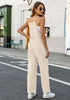 Pearled Ivory Women's Button Down Pocket Straight Leg Vintage Casual Overalls