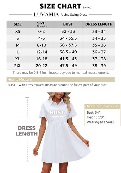 Brilliant White Women's Short Sleeve Button Down Babydoll Dress A-Line Tunic Dress