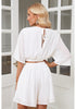 White Women's 2 Piece Outfit Textured Crop Tops Elastic Waist Flowy Shorts