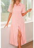 Gossamer Pink Women's Button Down Casual Babydoll Vacation Denim Long Dresses