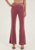 Dusty Rose Women Elastic Waist High Waisted Flare Seam Slack Pant