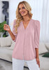 Bridal Rose Women's Casual Office Outfit 3/4 Puff Sleeve Button-Down Shirts