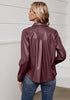 Chocolate Brown Women's Faux Leather Street Style Long Sleeves Vegan Moto Biker Coat