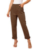 Chocolate Brown Women's High Waisted Corduroy Straight Leg Loose Fit Slacks Stretchy