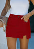 True Red Women's Brief Denim High Waisted Skirt Split Hem Stretch