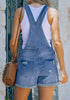 Medium Blue Roll-Over Hem Ripped Denim Shorts Overall