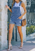 Medium Blue Roll-Over Hem Ripped Denim Shorts Overall