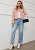 Ice Blue Women's Straight Leg Pull On Denim Pant High Waisted Stretch