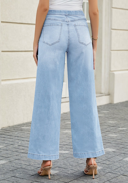 Lakeside Blue Women's Stretchy Pull On Jeans High Waisted Denim Pants