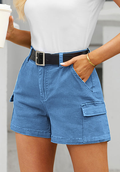 Medium Blue LookbookStore 2023 Cargo Shorts for Women High Waisted Casual Summer Stretchy Chino Shorts Short Cargos Colored Jeans