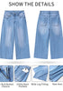 Cool Blue Women's High Waisted Denim Capri Pants Seamed Front Raw Hem