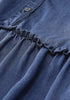 Darkness Blue Women's Brief Loose Denim Button Down Dress with Pockets