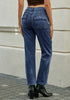 Wishful Blue Cargo High Waisted Straight Leg Stretchy Distressed Denim Pants for Women