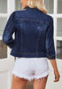 Lapis Loft Women's Brief Vintage Distressed Stretchy Puff Sleeve Denim Jackets