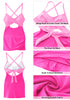 Pink Block Women's One Piece Swimsuits With Skirts Criss Cross Back Cutout Swimwears