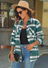 Green Plaid Long Sleeves Button Down Jacket