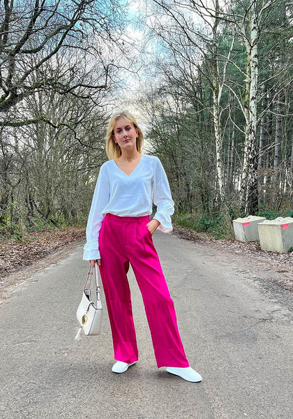 Magenta Women's High Waisted Wide Leg Business Work Pants