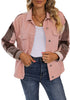Pink + Pink Plaid Women's Denim Oversized Plaid Shacket Jacket Vintage Shirt Jackets