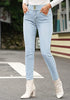 Powder Blue Women's Denim High Waisted Skinny Stretch Fleece-Lined Thermal Leggings