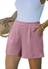 Dusty Pink Women's High Waisted Pleated Dress Shorts for Business and Casual Outfits