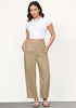 Almond Women's Casual High Waisted Lightweight Lounge Barrel Cropped Pants Soft Smocked Comfort Wear
