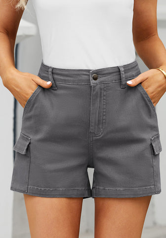 Ultimate Gray LookbookStore 2023 Cargo Shorts for Women High Waisted Casual Summer Stretchy Chino Shorts Short Cargos Colored Jeans