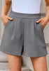 Gray Women's High Waisted Pleated Dress Shorts for Business and Casual Outfits