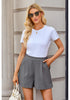 Gray Women's High Waisted Pleated Dress Shorts for Business and Casual Outfits