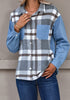 Gray Plaid Women's Brief Button Down Denim Loose Plaid Flannel Shirt Coats Jackets