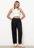 Black Women's Relaxed Fit Drawstring Regular Full Length Hiking Casual Baggy Pant