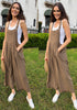 Rubber Brown Women's Vintage Summer Outfits Loose Wide Leg Overalls