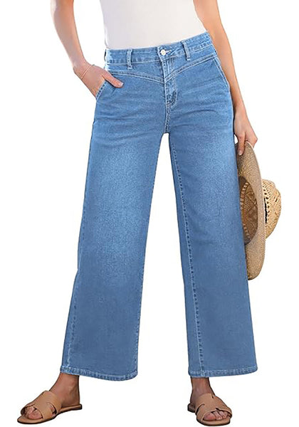 Cody Blue Women's Denim Pant Pocket Relaxed Fit Zipper Ankle Length Jeans