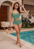 Army Green Bikini Tops for Women's Midkini Padded Ruffle V-Neck Swimwear Tankini Top
