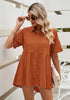 Mecca Orange 2023 Button Down Shirts for Women Oversized Short Sleeve Blouses Babydoll Flowy High Low Tunic Tops Summer