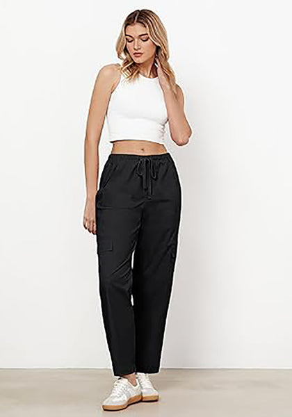 Black Women's Relaxed Fit Drawstring Regular Full Length Hiking Casual Baggy Pant