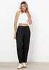 Black Women's Relaxed Fit Drawstring Regular Full Length Hiking Casual Baggy Pant