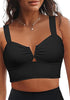 Black Bikini Tops for Women's Midkini Padded Ruffle V-Neck Swimwear Tankini Top