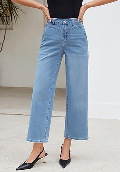 Cody Blue Women's Denim Pant Pocket Relaxed Fit Zipper Ankle Length Jeans