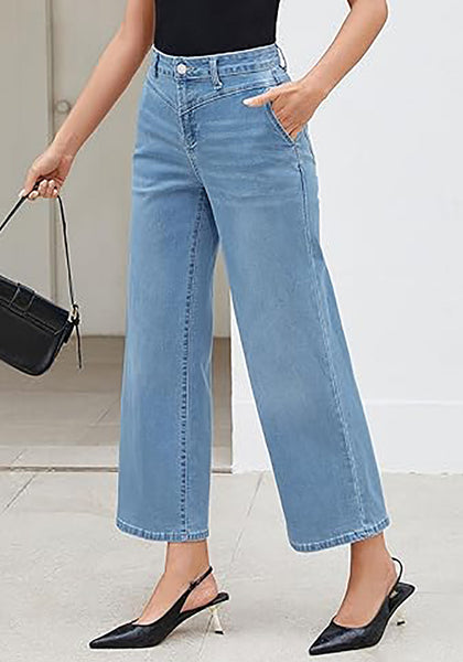 Cody Blue Women's Denim Pant Pocket Relaxed Fit Zipper Ankle Length Jeans