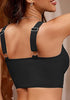 Black Bikini Tops for Women's Midkini Padded Ruffle V-Neck Swimwear Tankini Top