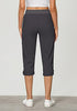 Dark Gray Women Waist High Waist Slight Stretch Capri Elastic Wais