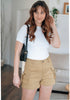 Pale Khaki Women's High Waisted Cargo Shorts With Pockets Casual Summer Shorts Stretchy Short Pants